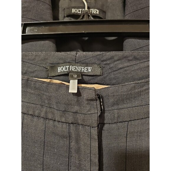 Holt Renfrew 2-pc Pant suit Women 2 pc Striped Gray Sz 12 Wide Leg Office Career - Picture 15 of 16